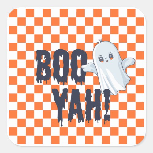 Boo_yah ghost square sticker