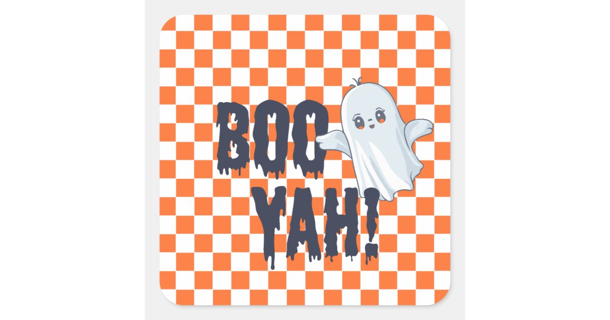 Boo-yah ghost square sticker | Zazzle