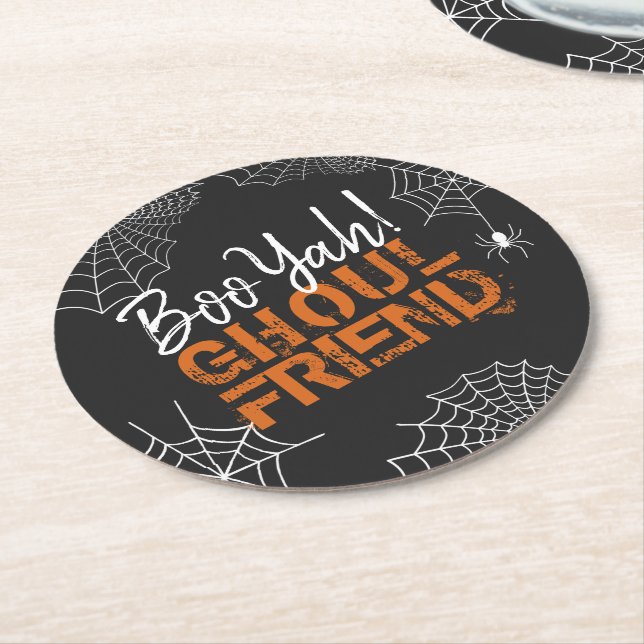 Boo Yah Ghoul Friend Halloween ID684 Round Paper Coaster (Angled)