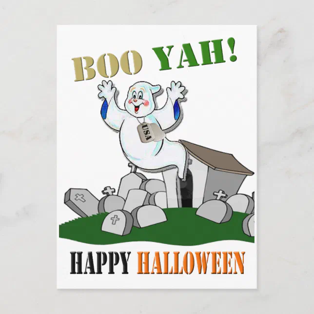 Boo Yah! Happy Halloween Postcard (Front)