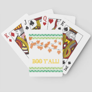 BOO Y'ALL Chalkboard Leaves Family Halloween Fun Poker Cards
