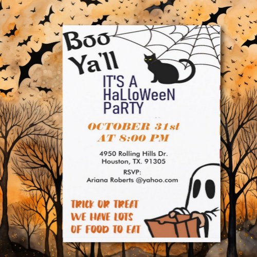 Boo YAll Cute Kids Halloween Party Invitation