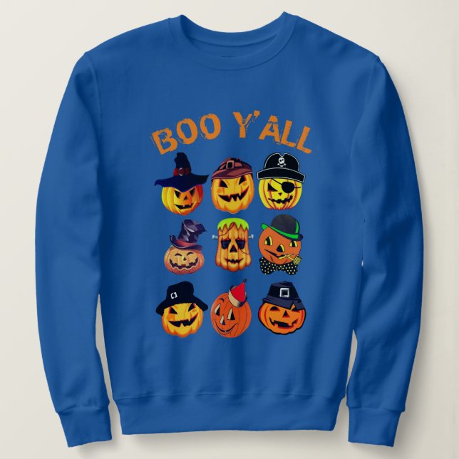 Boo Yall Hoodie, Halloween Pumpkin Carving Collage Sweatshirt (Design Front)
