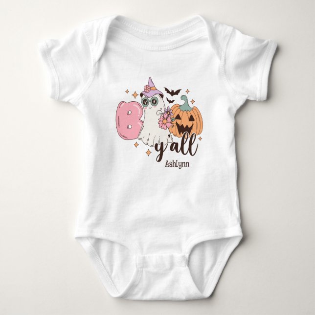 Boo Y'all Personalized Halloween Baby Bodysuit (Front)