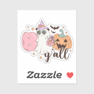 Boo y'all Retro Groovy Halloween Sticker