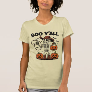 Boo Y'all Skeleton Cowboy Halloween T-Shirt
