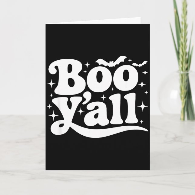 Boo Y'all Southern Retro Halloween Quote Saying Ba Card (Front)