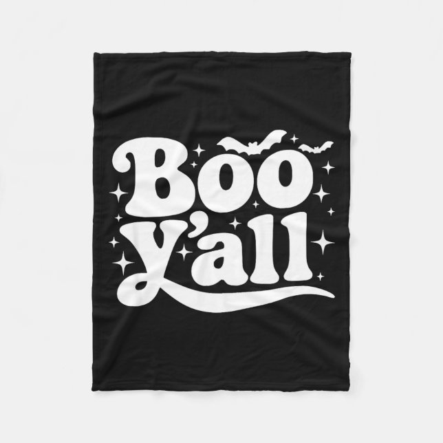 Boo Y'all Southern Retro Halloween Quote Saying Ba Fleece Blanket (Front)