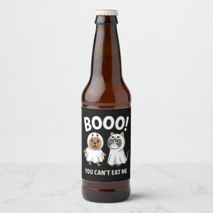 Boo You Can't Eat Me Dogs And Cats Funny Halloween Beer Bottle Label