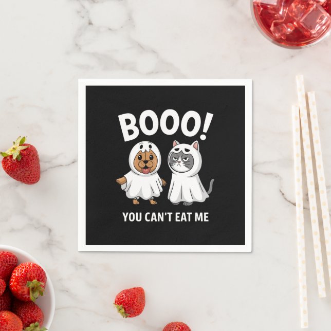 Boo You Can't Eat Me Dogs And Cats Funny Halloween Napkins (Insitu)