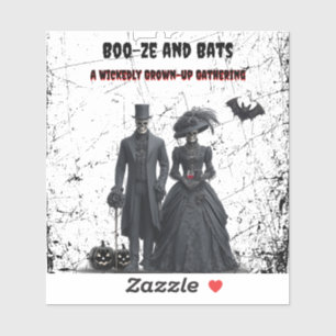 Boo-ze and Bats Gothic Adult Halloween Party Sticker