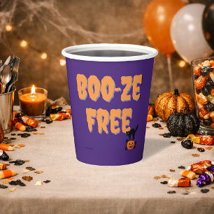 Boo‑ze Free Halloween Sober Party Paper Cups