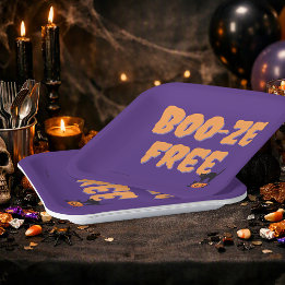 Boo‑ze Free | Halloween Sober Spook Paper Plates
