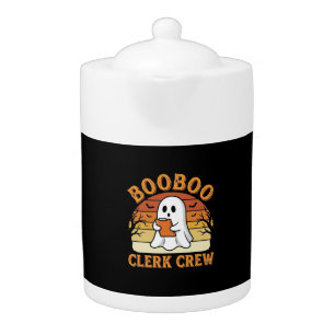Booboo Clerk Crew Halloween Ghost Design_1 Teapot