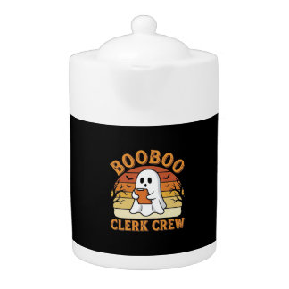 Booboo Clerk Crew Halloween Ghost Design_1 Teapot