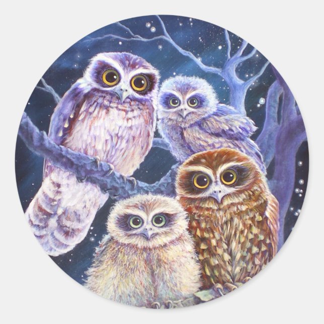 Boobook Owl Family Classic Round Sticker (Front)