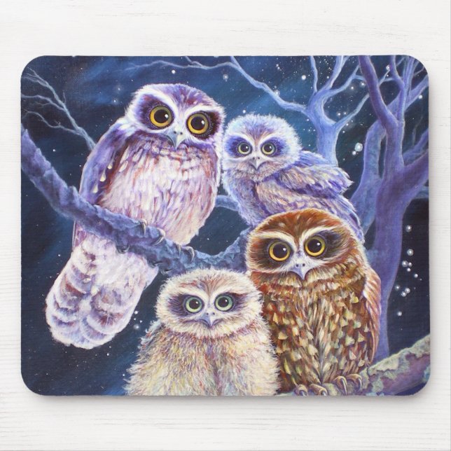 Boobook Owl Family Mouse Pad (Front)