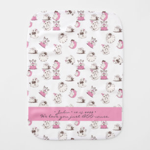 Boocause I love you Cute Pink Little Ghost Nursery Baby Burp Cloth