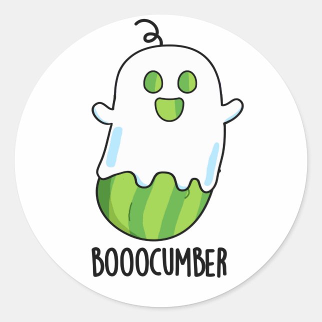 Boocumber Funny Ghost Cucumber Pun  Classic Round Sticker (Front)