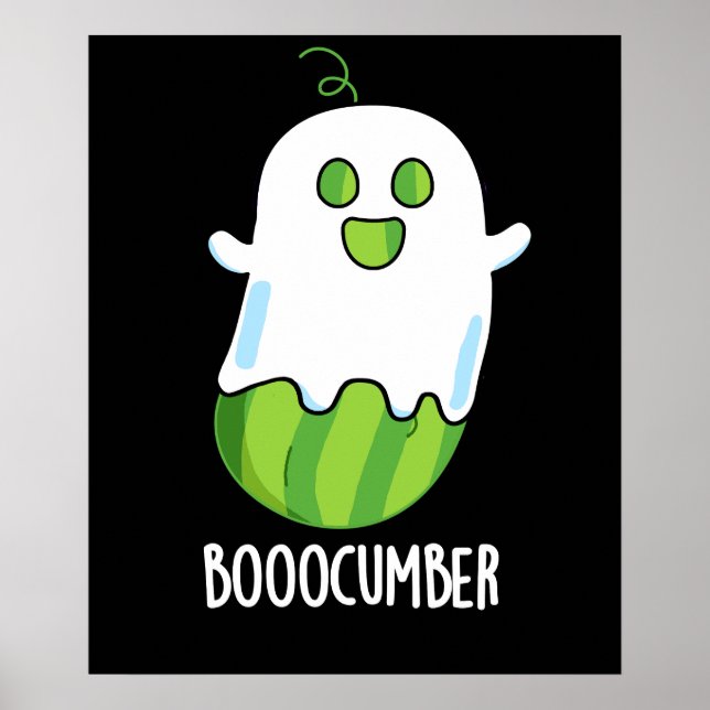 Boocumber Funny Ghost Cucumber Pun Dark BG Poster (Front)