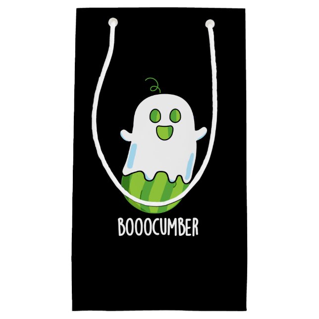 Boocumber Funny Ghost Cucumber Pun Dark BG Small Gift Bag (Front)