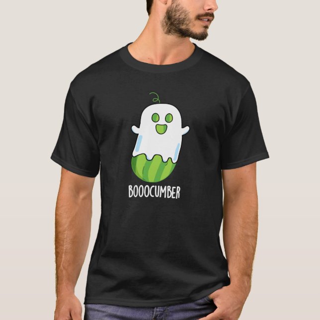 Boocumber Funny Ghost Cucumber Pun Dark BG T-Shirt (Front)