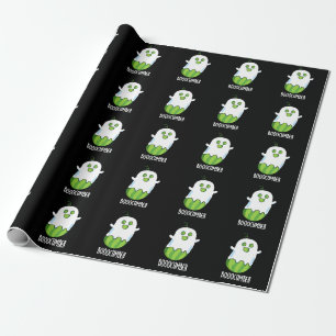 Boocumber Funny Ghost Cucumber Pun Dark BG Wrapping Paper