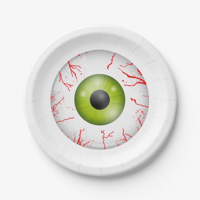 Boodshot Eyeball Halloween Party Paper Plates - 7" (Front)