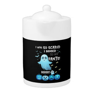 Booed Pants Halloween Ghost Blue Pumpkins Teapot