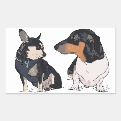 Boogie and Peanut Dachshund and Chihuahua sticker
