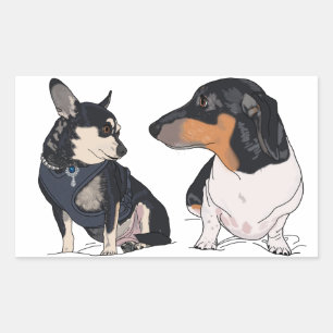 Boogie and Peanut, Dachshund and Chihuahua sticker