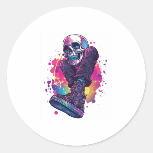 Boogie Bones – Funny 70s Disco Skull Classic Round Sticker