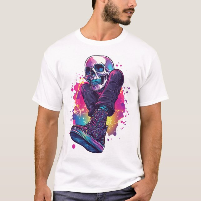 Boogie Bones � Funny 70s Disco Skull T-Shirt (Front)