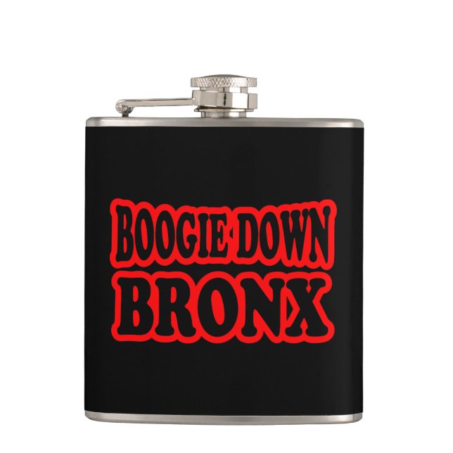 Boogie Down Bronx, NYC Hip Flask (Front)