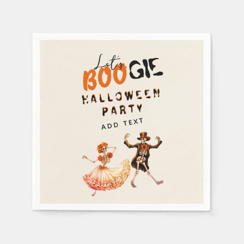 BOOGIE Skeleton Day Of Dead Halloween Welcome Sign Napkins