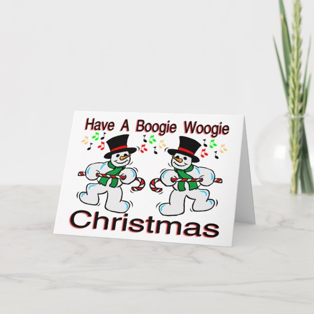 Boogie Woogie Christmas Snowmen Holiday Card (Front)