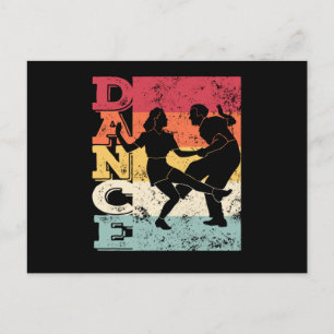 Boogie Woogie Swing Dancing Retro Colors Vintage Postcard