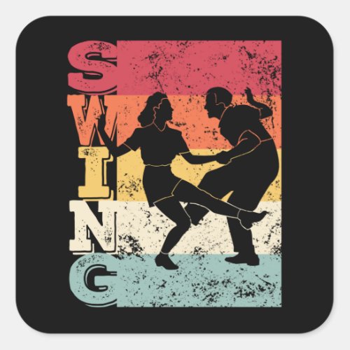 Boogie Woogie Swing Dancing Retro Colors Vintage Square Sticker