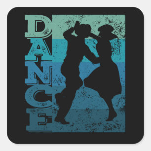 Boogie Woogie Swing Dancing Retro Colors Vintage Square Sticker