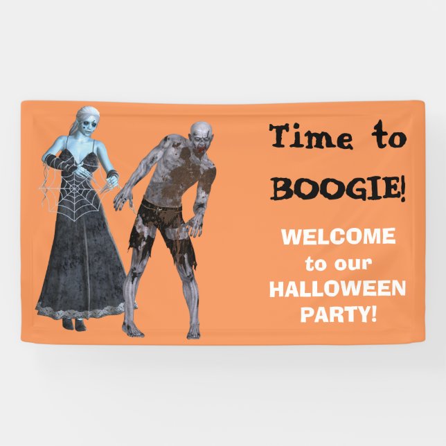 Boogie Zombie Witch Halloween Party Banner (Horizontal)