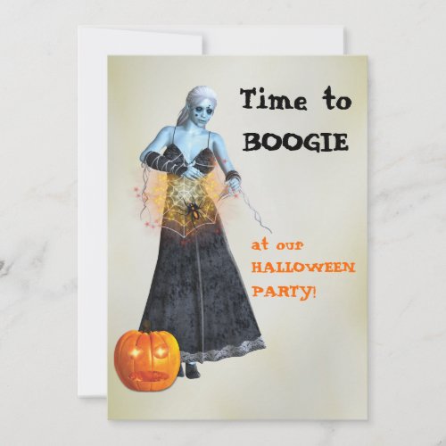 Boogie Zombie Witch Halloween Party Invitation