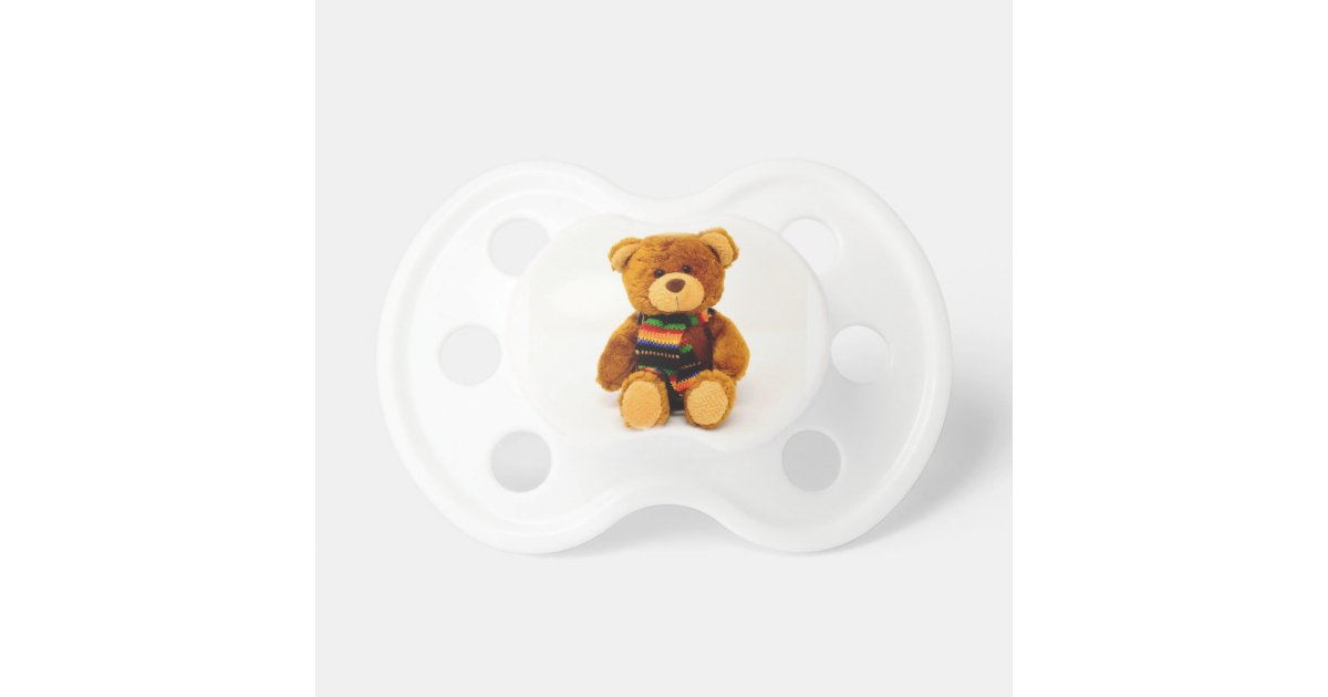 teddy bear with pacifier