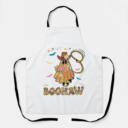 Boohaw Cute Ghost Halloween Retro Western Apron