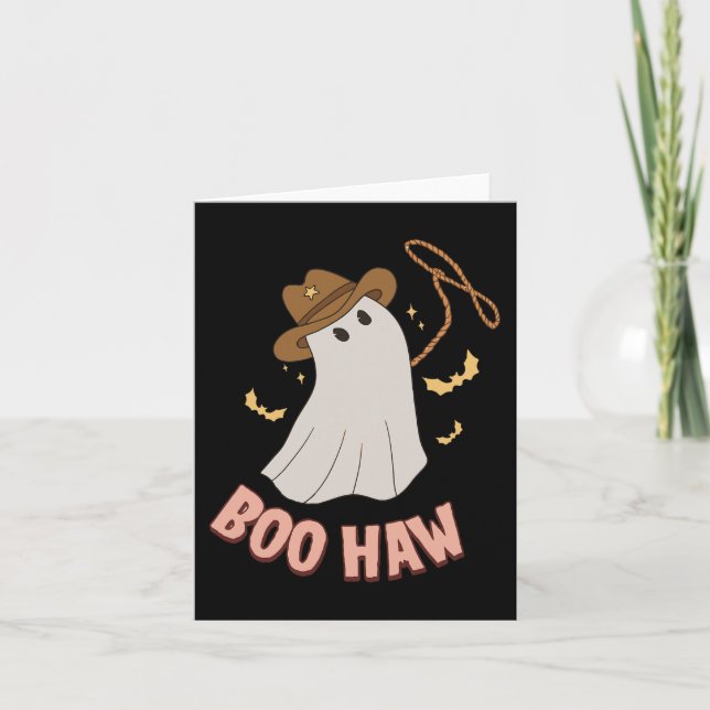 BooHaw  Ghost Halloween Cowboy Cowgirl Costume Ret Card (Front)