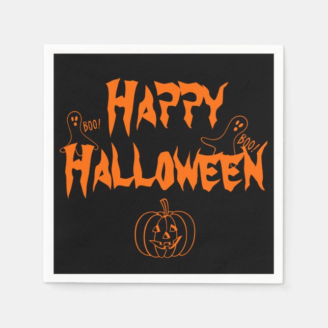 Booing Happy Halloween Paper Napkins (Front)