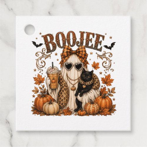 Boojee Ghost Halloween Pumpkin Coffee Black Cat Favor Tags