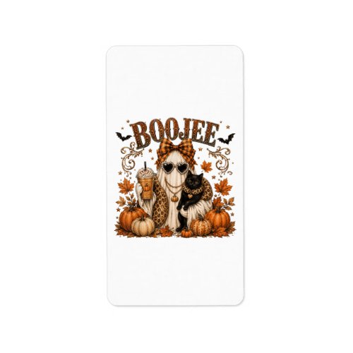 Boojee Ghost Halloween Pumpkin Coffee Black Cat Label