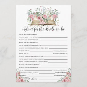 Book A New Chapter Advice for Bride to Be Game Note Card