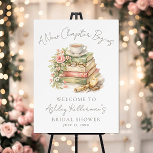 Book A New Chapter Floral Bridal Shower Sign