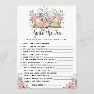 Book A New Chapter Spill the Tea About Bride Game Note Card
